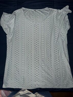 Light Blue Lace-Pattern Women’s Scoop Neck Top